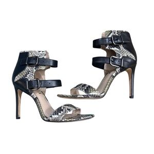 VIA SPIGA Evangeline Snake Print Ankle Cuff Strappy Open Toe Sandals Women’s 7.5
